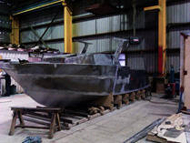 Boat with cabin from side