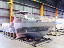 Completed boat in workshop