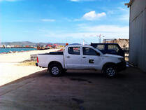 Pickup truck at harbour
