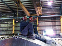 Students on the boat structure