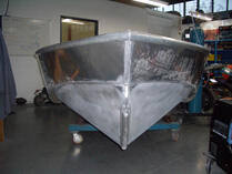 Aluminium dinghy bow view