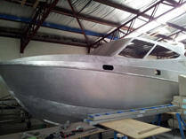 Boat hull under construction