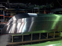 Hull upside down on stand