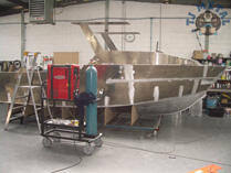 Hull with welding equipment