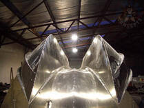 Catamaran twin hulls front view