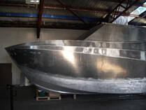 Hull bow view in workshop
