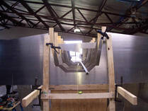 Hull frames clamped on jig