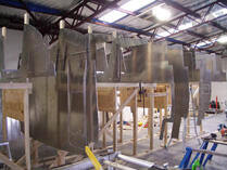 Hull frames on wooden jig