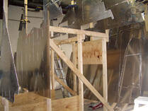Hull panel frames on jig