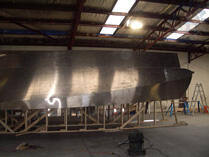 Hull side view in workshop