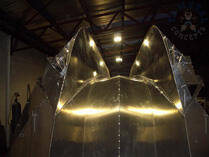 Polished catamaran hull