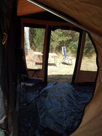 Tent interior with camping chairs