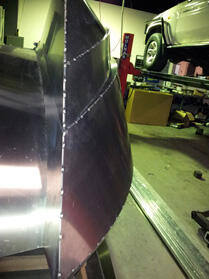 Welded bow panel close-up