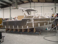 Hull panels in workshop